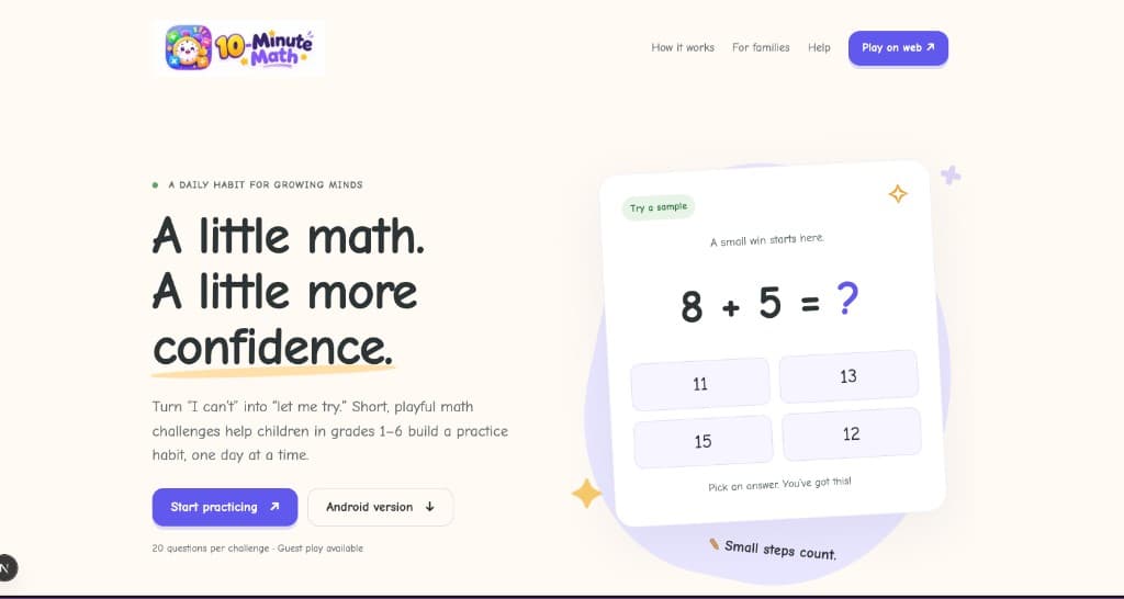 10-Minute Math product preview